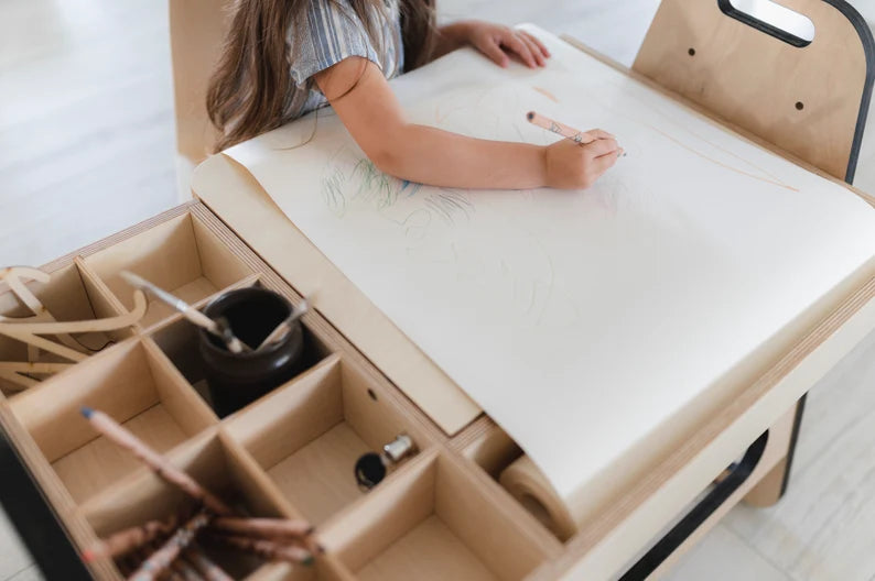Adjustable multifunctional play, art and learning kids table