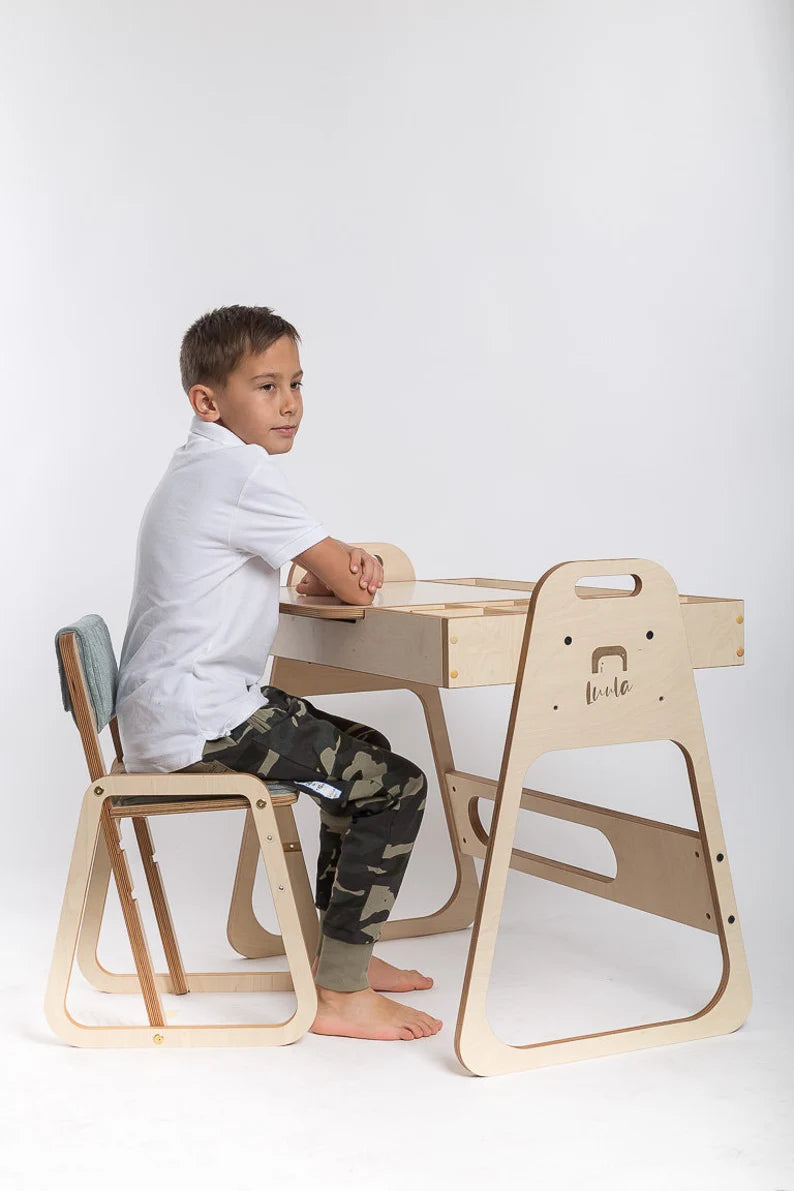Adjustable multifunctional play, art and learning kids table