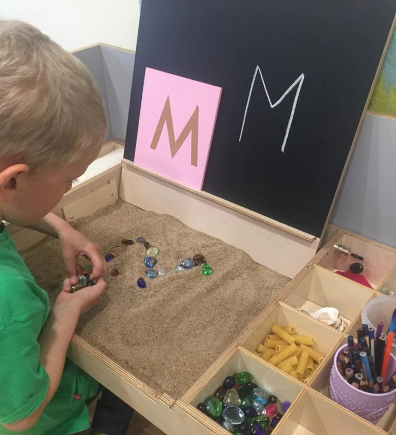 Adjustable Multisensory Art/ Learning Table/ Desk & Chair Set with Chalk Blackboard