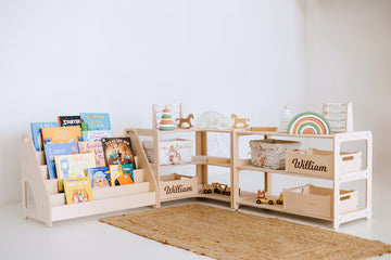Montessori Bookshelf + Small Toy Shelf + Corner Toy Shelf, Wooden Shelf, Kids Bookcase, Toy Storage, Kids Furniture, Montessori Shelf